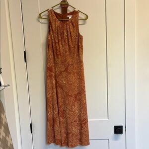 London Times Orange Floral Belted Midi Dress, 4